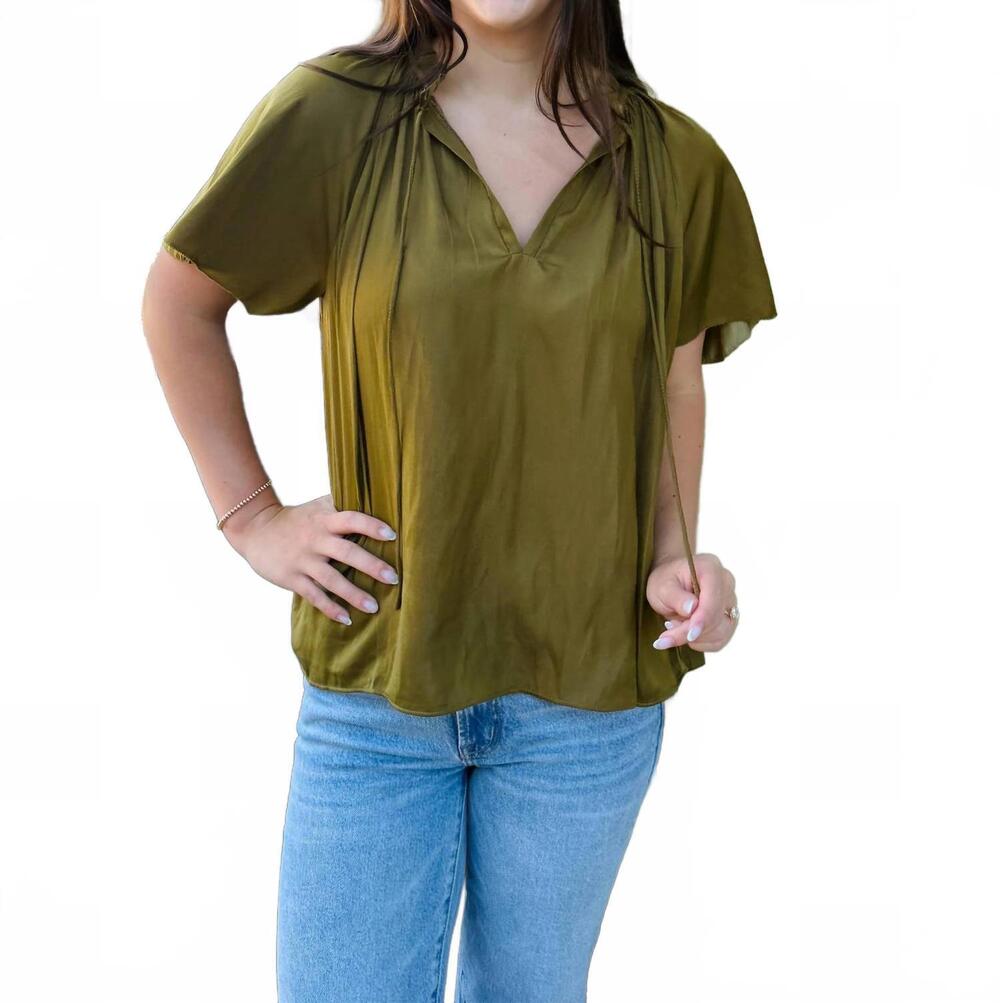 NEW GRADE & GATHER women's silky smooth top in moss